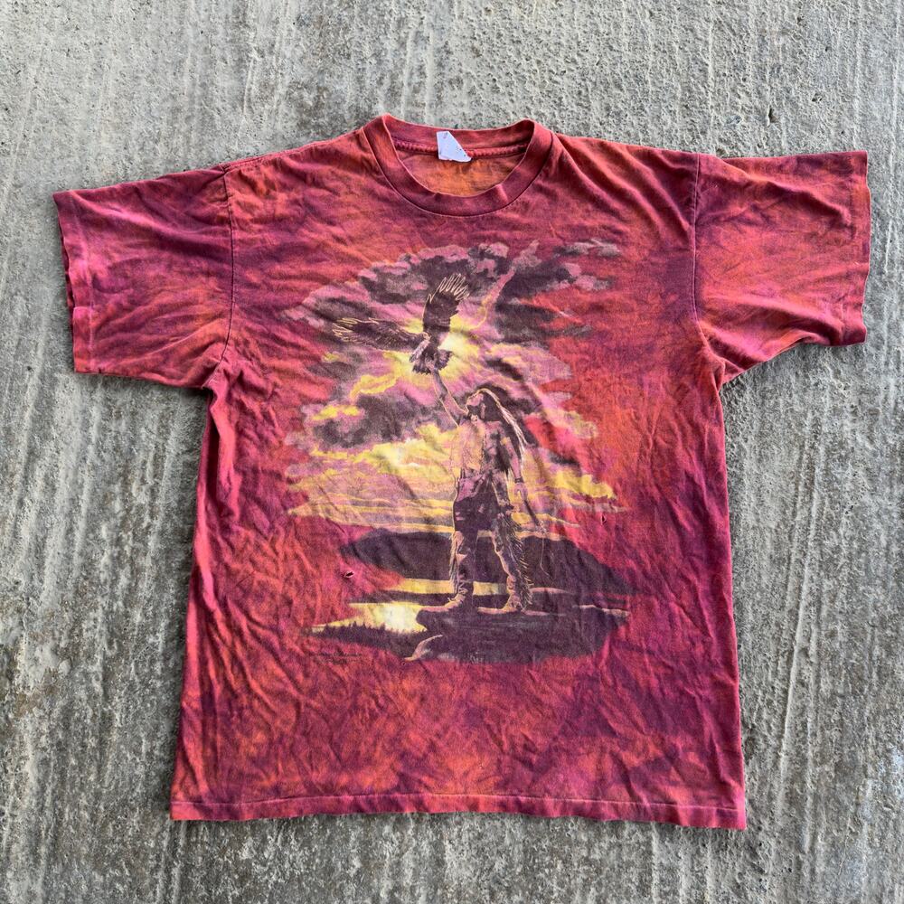 Vintage y2k tennesse river red xl native american flaws holes tie-dye